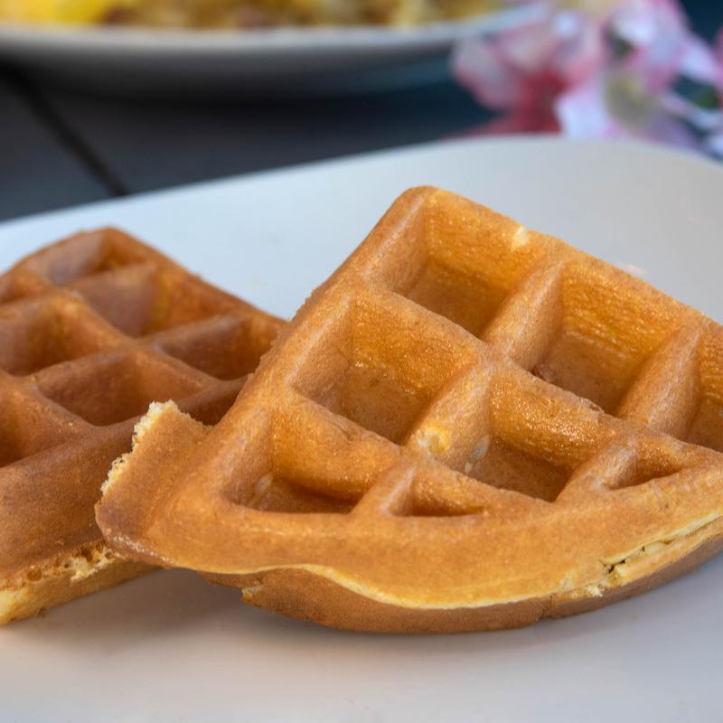 Cornbread waffles, served side view